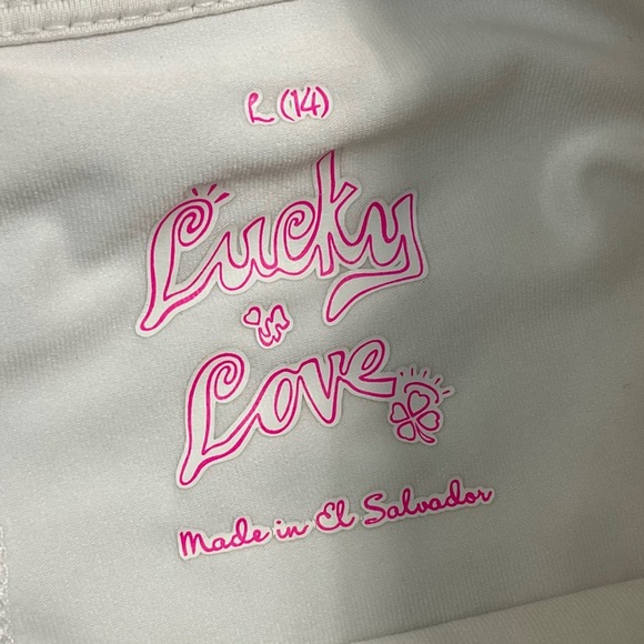 Lucky in Love Over the Rainbow Pleated Tennis Skirt Girls 14 White Pink Golf Fun - Picture 3 of 7